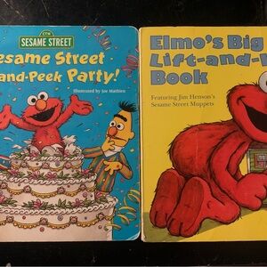 Sesame Street Elmo Lift-And-Peek Book Party! Hardcover Children's Book Bundle